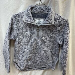 Cozy Gray Cuddly Sherpa Pullover fleece jacket kid sz 10/12